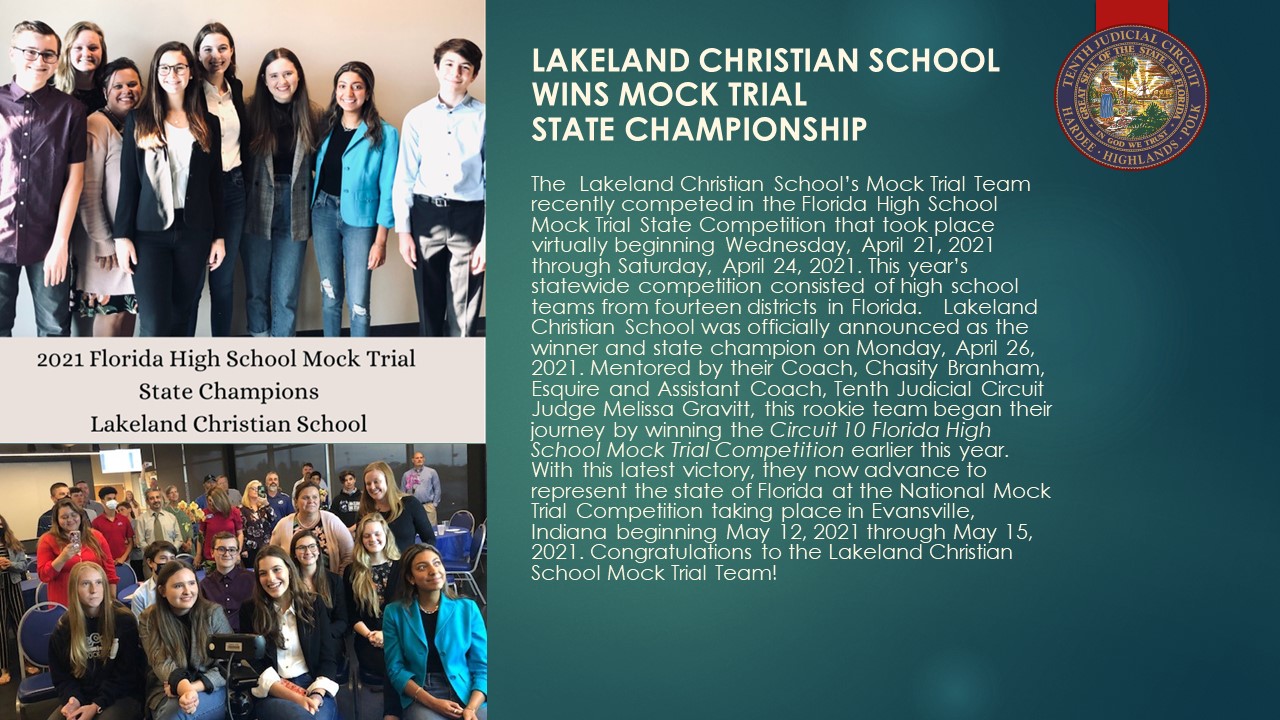Lakeland Christian School Wins Mock Trial State Championship